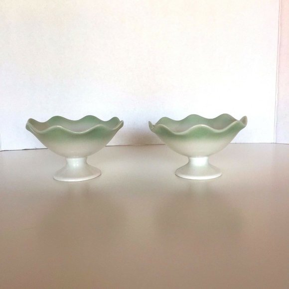 Tachikichi Vintage Pedestal Desert Candy Dish Ice Cream Bowl Set of 2 - Picture 2 of 12